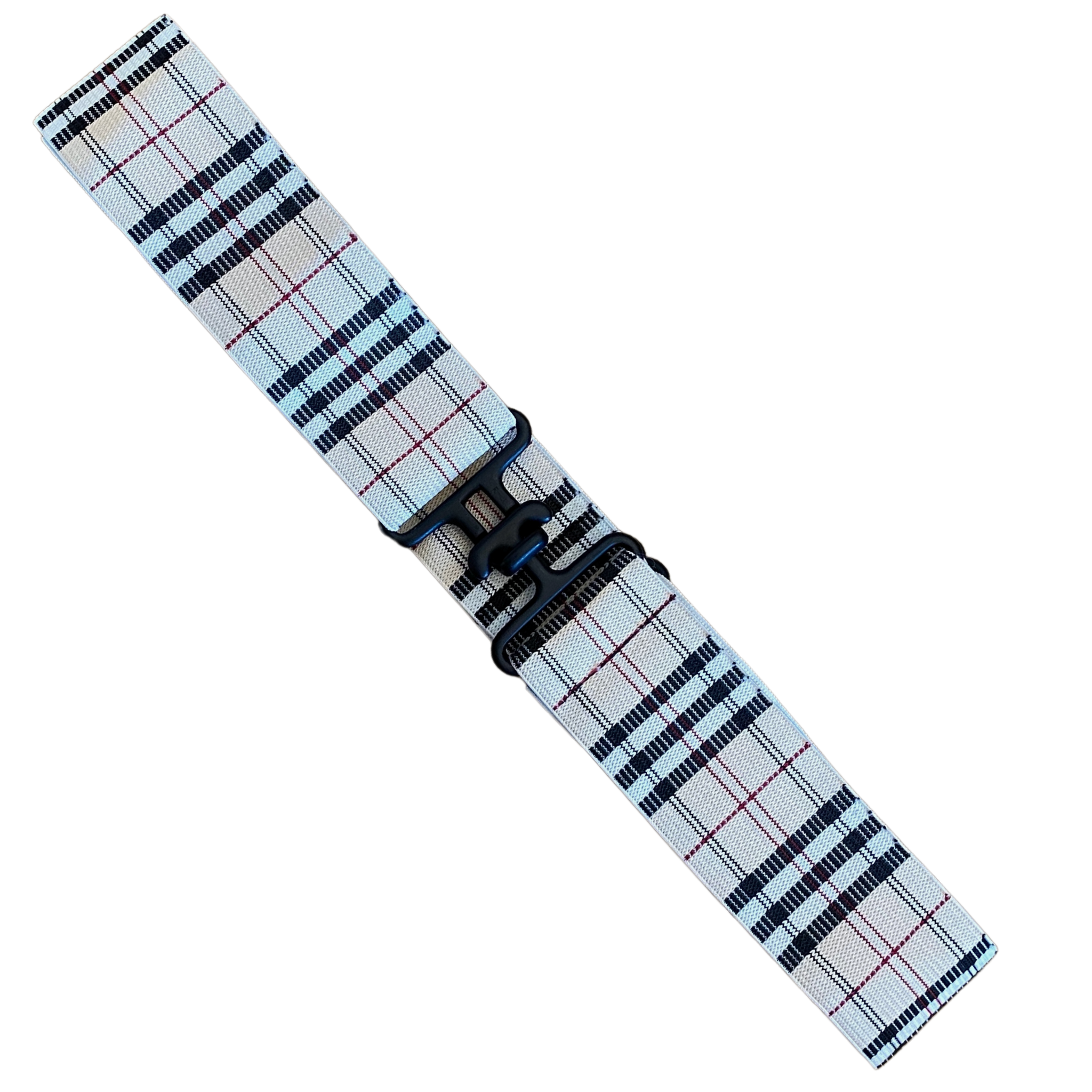 EMEQ Equestrian Creme Plaid Elastic Belt