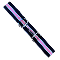 EMEQ Equestrian Black with Pink Stripe Elastic Belt