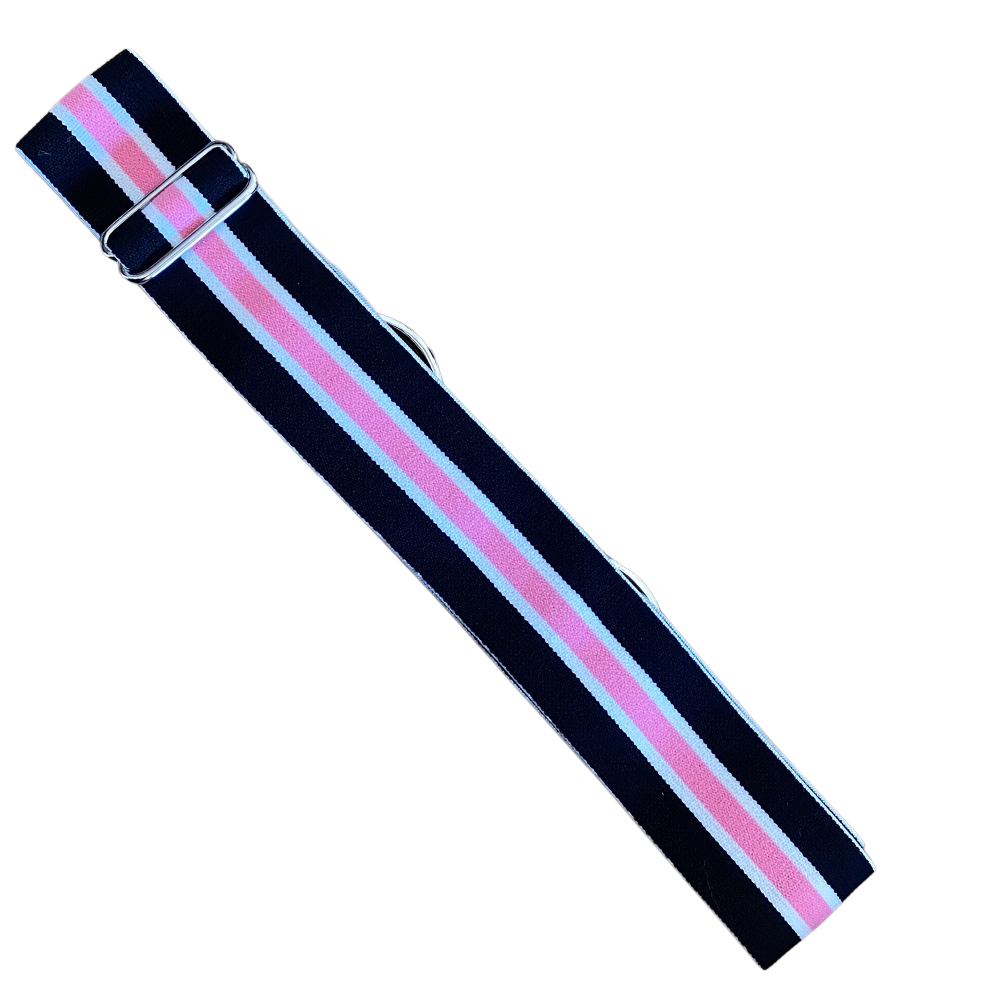 EMEQ Equestrian Black with Pink Stripe Elastic Belt