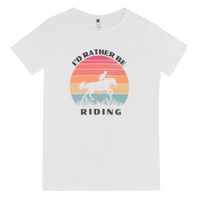 Women White I'd Rather be Riding T-Shirt