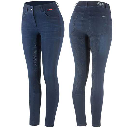 Horze B Vertigo Elle Full Seat Breeches Denim with silicone grip for Woman