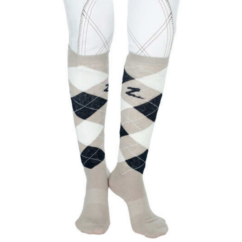 Horze Holly Argyle Riding Socks Beige