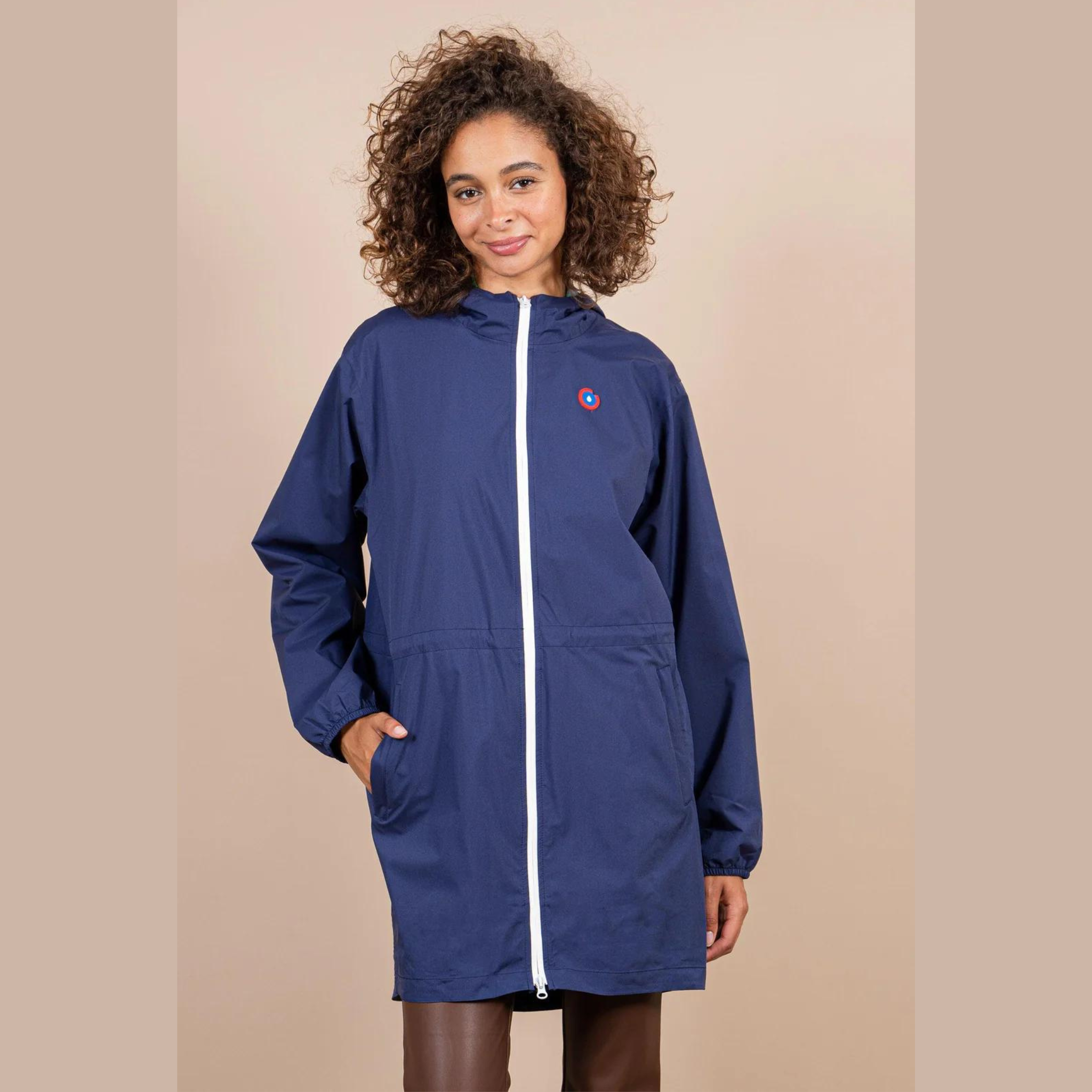 Flotte Waterproof Long Jacket Unisex Blue Indigo Raincoat