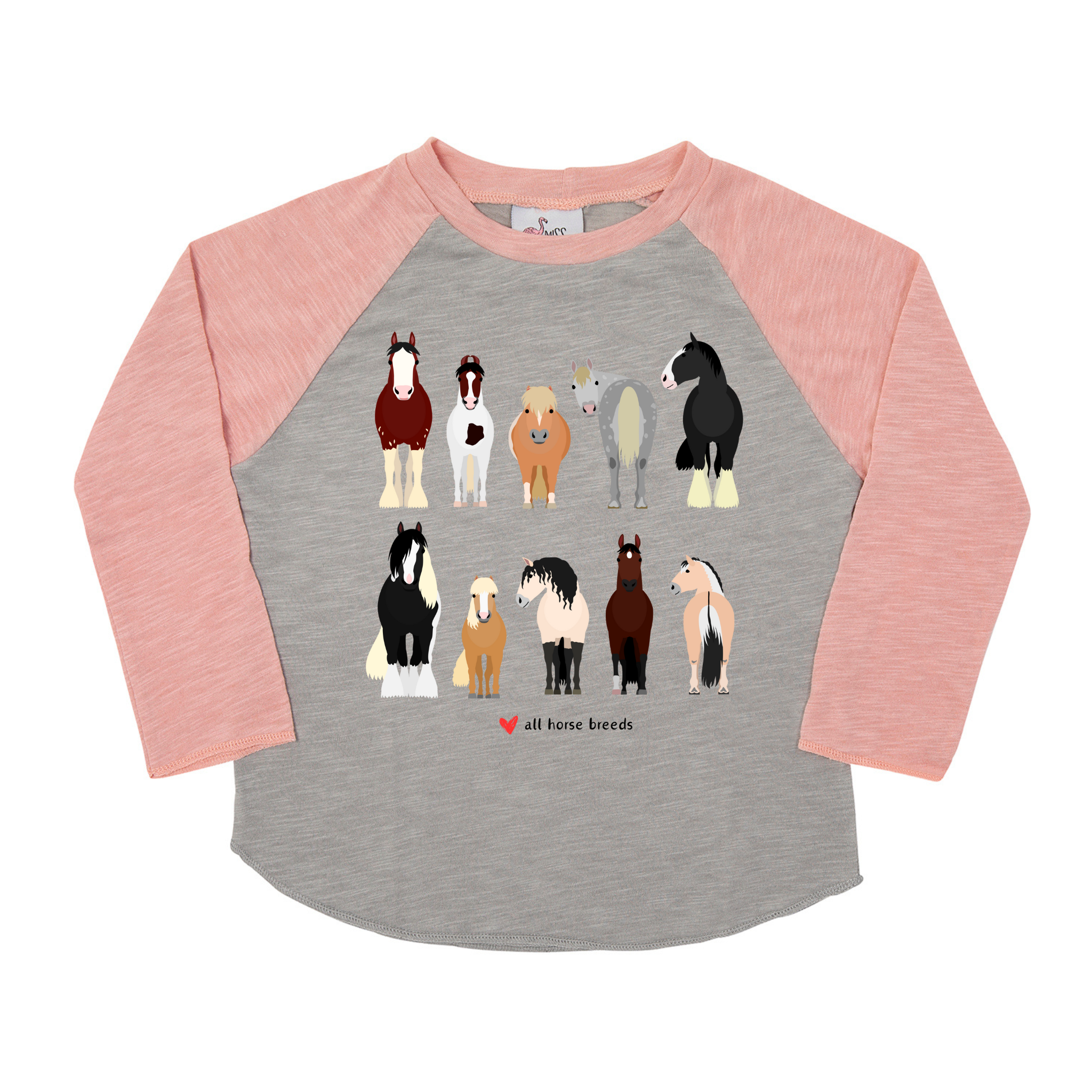 Kid's Love All Breeds Rose Raglan T-shirt