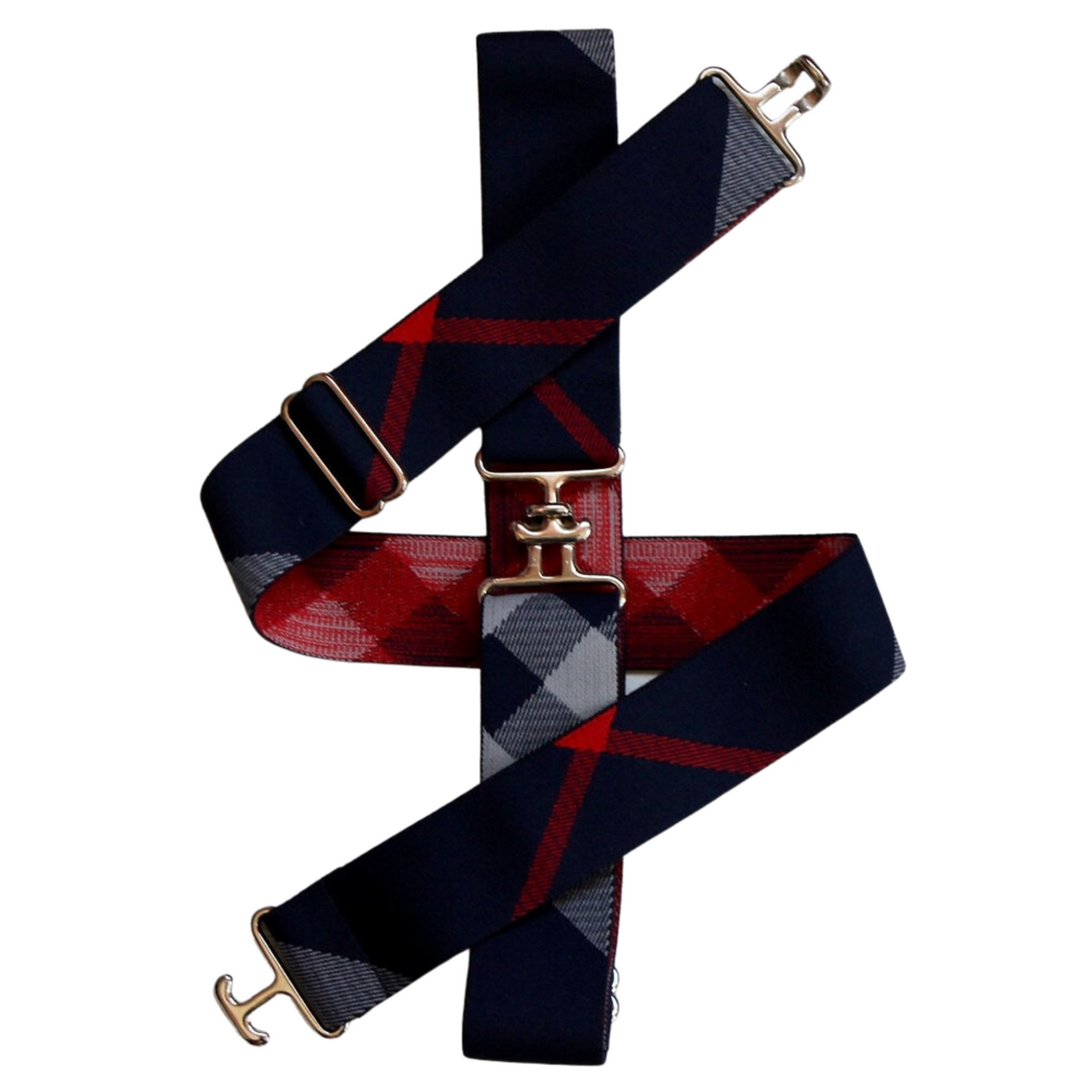 EMEQ Equestrian Blue Plaid Elastic Belt