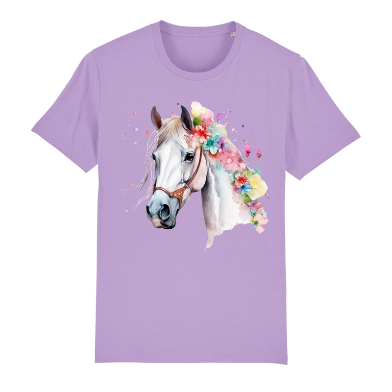 Kid's Lilac Horse Flower Cotton T-shirt